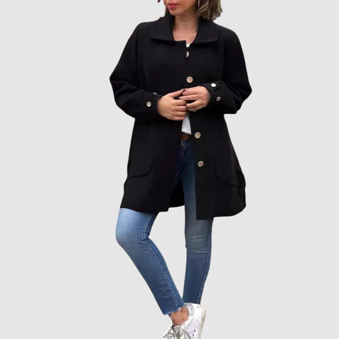 Martina - Klasičen oversized plašč s gumbi