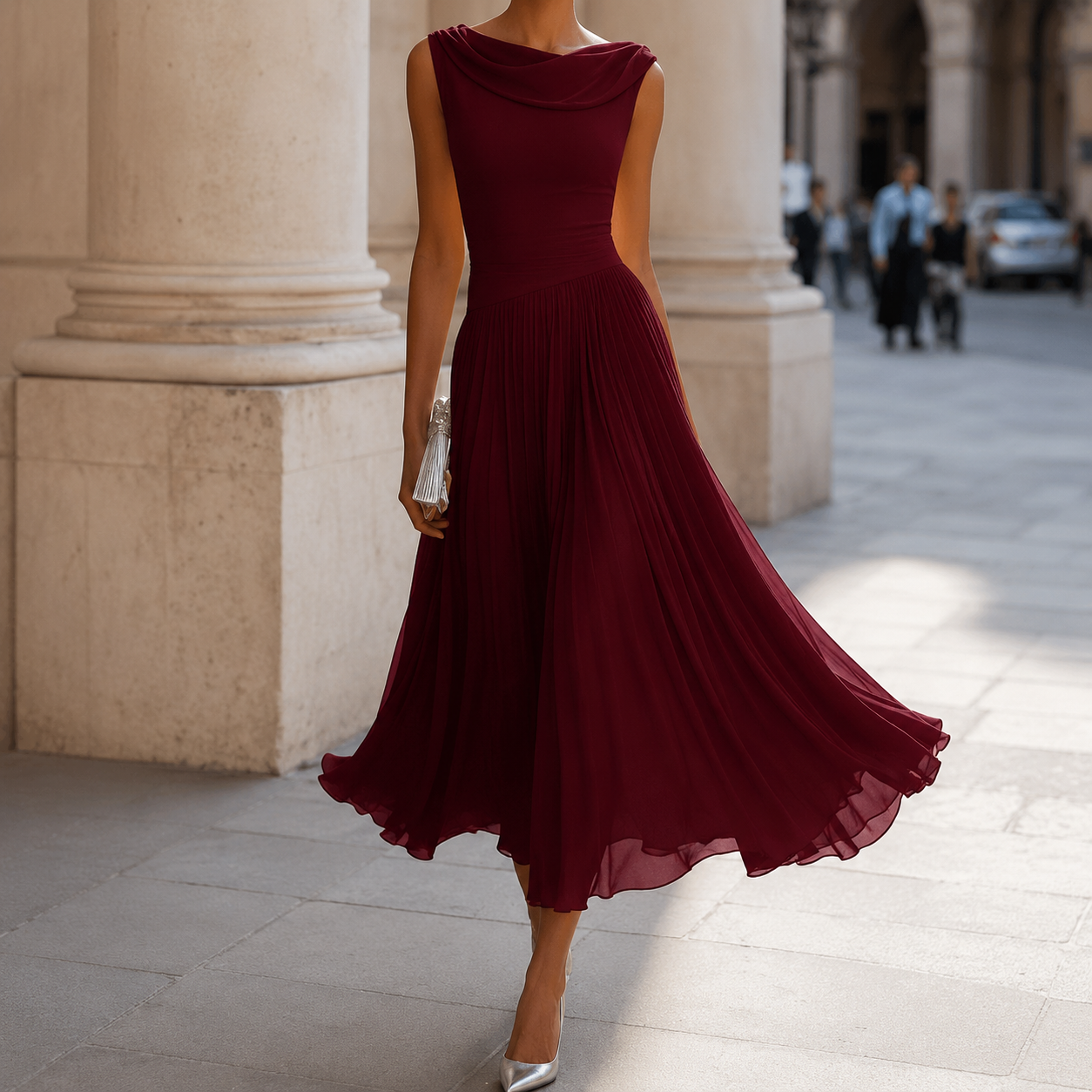 Lara – Elegantna Plisirana Obleka