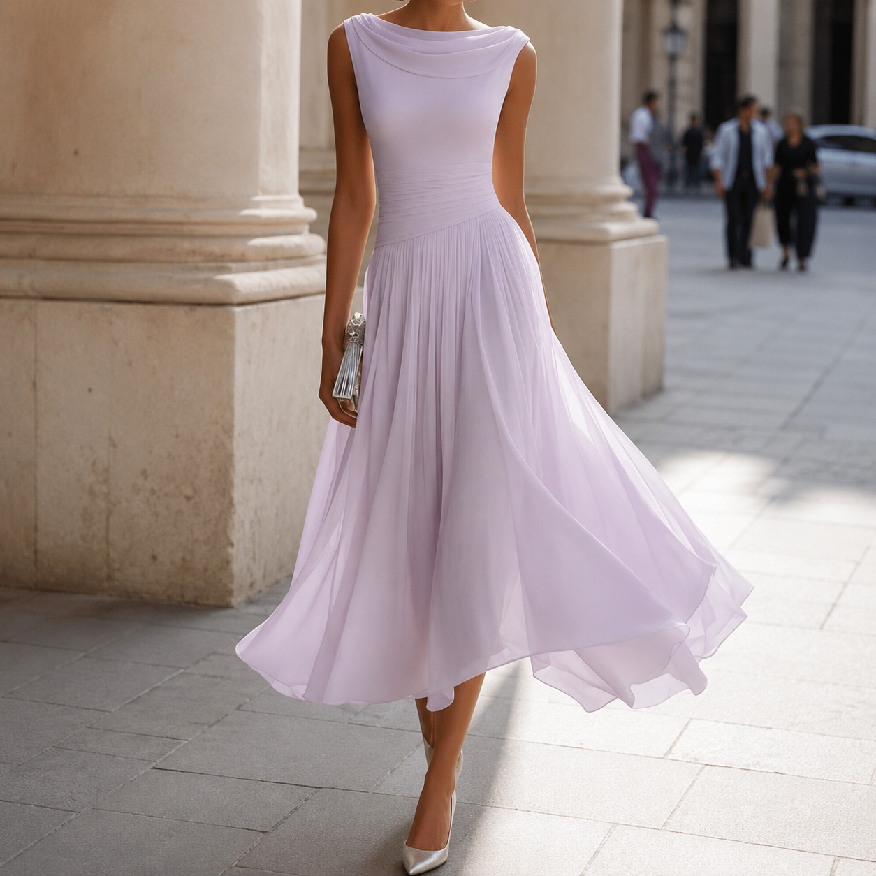 Lara – Elegantna Plisirana Obleka
