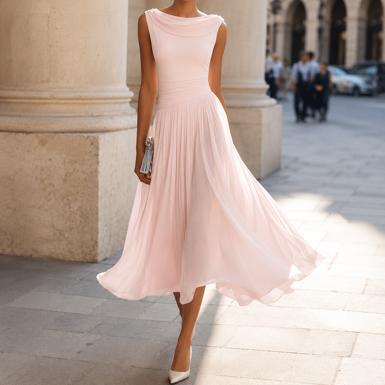 Lara – Elegantna Plisirana Obleka