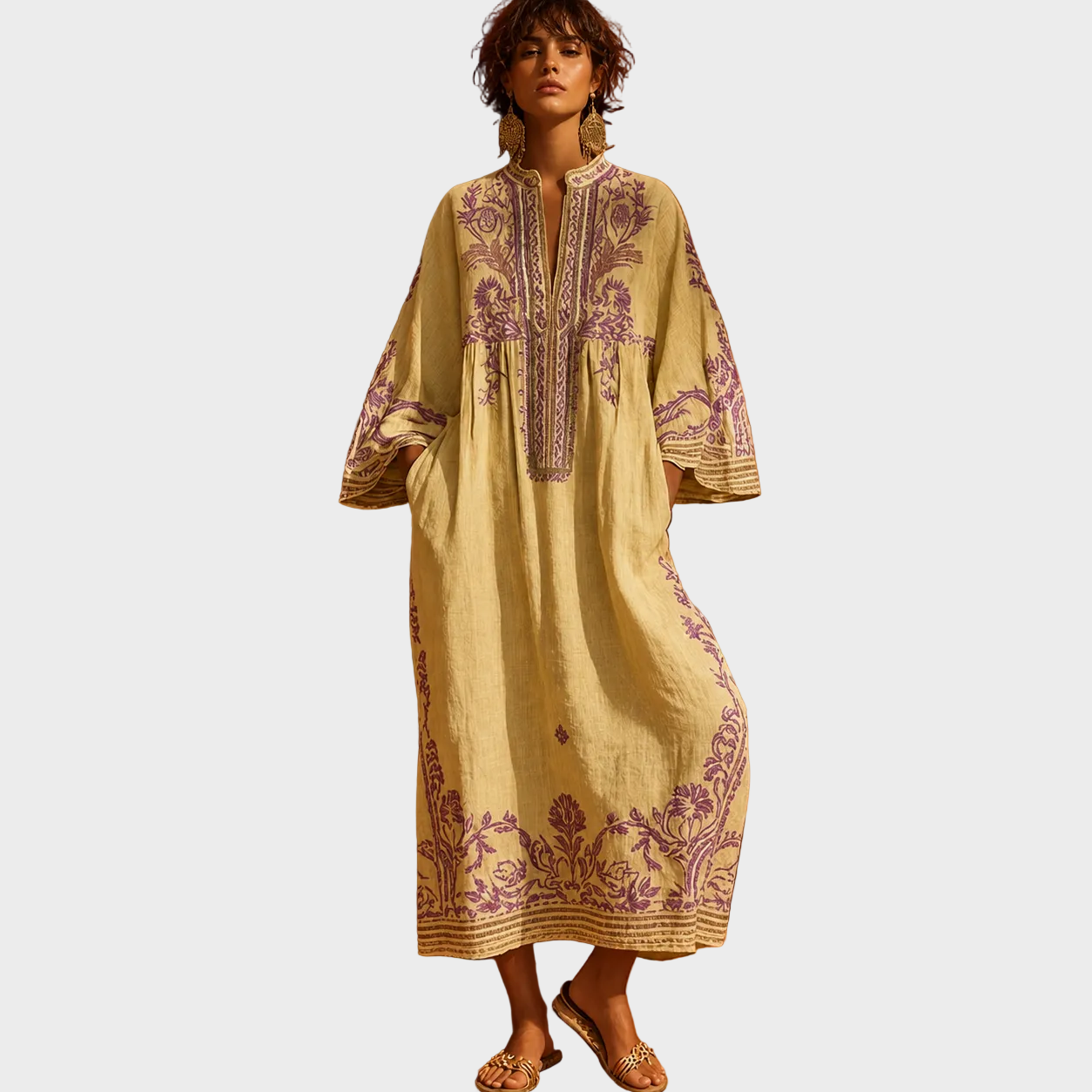 Alina – Boho Lanena Obleka