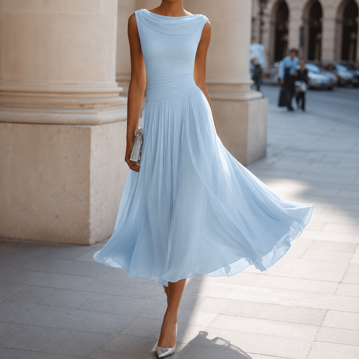 Lara – Elegantna Plisirana Obleka