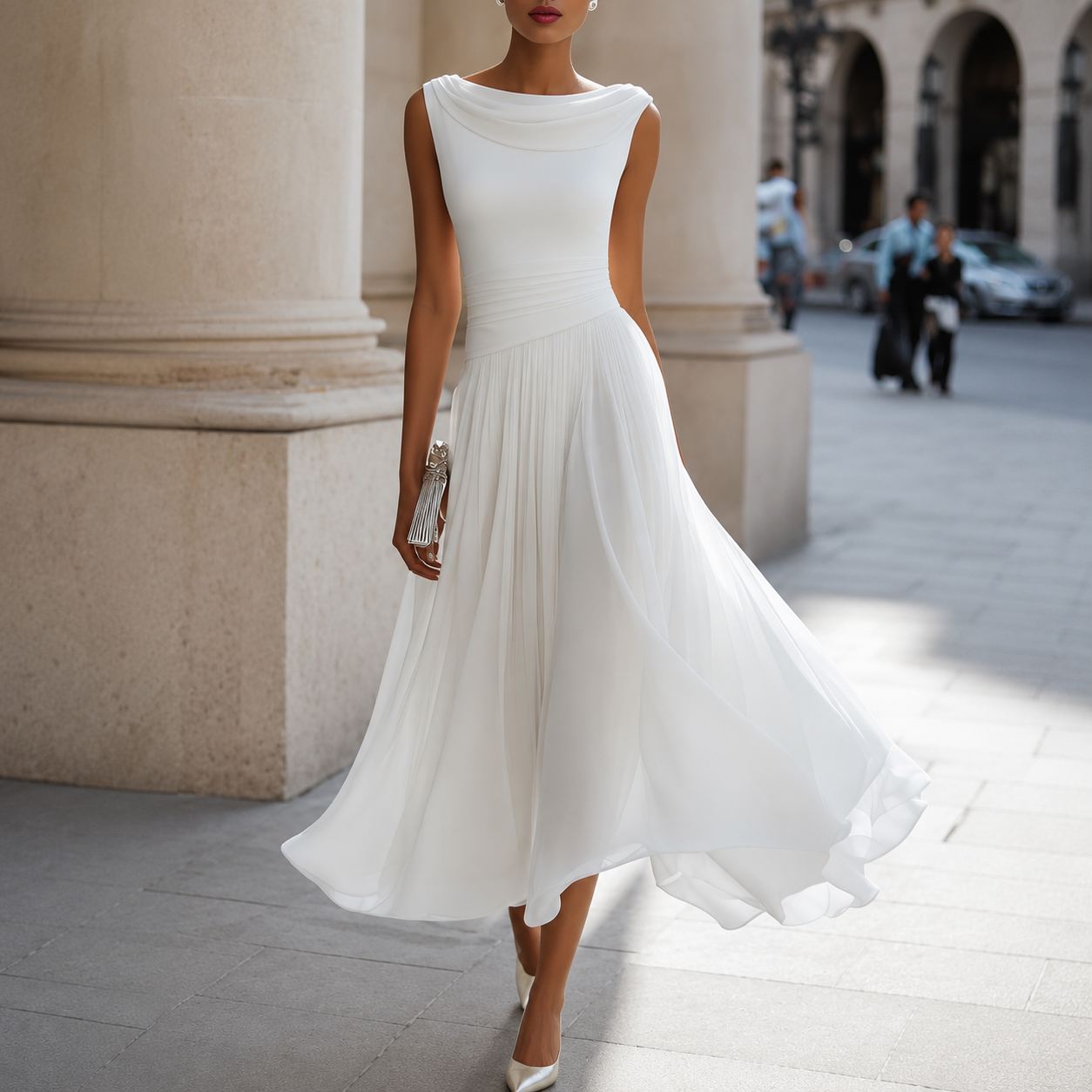 Lara – Elegantna Plisirana Obleka