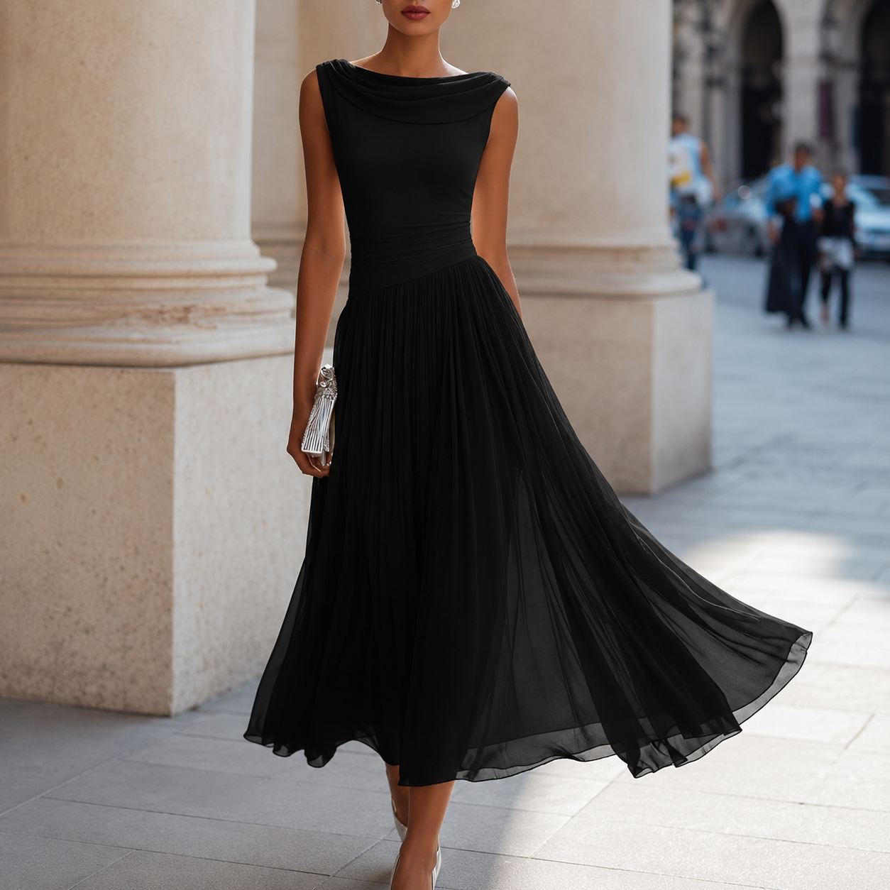 Lara – Elegantna Plisirana Obleka
