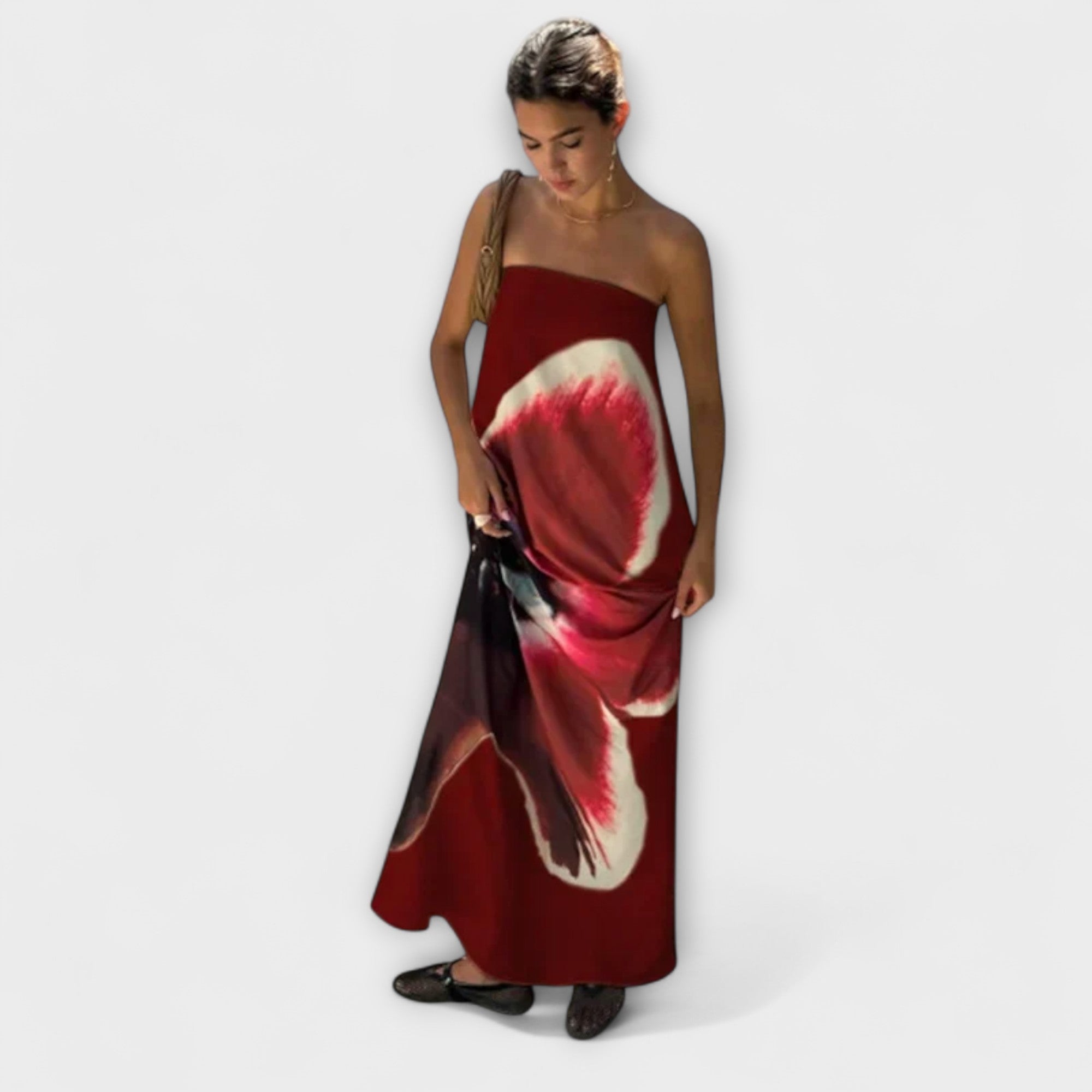 Šik off-shoulder brezramenske maxi obleke