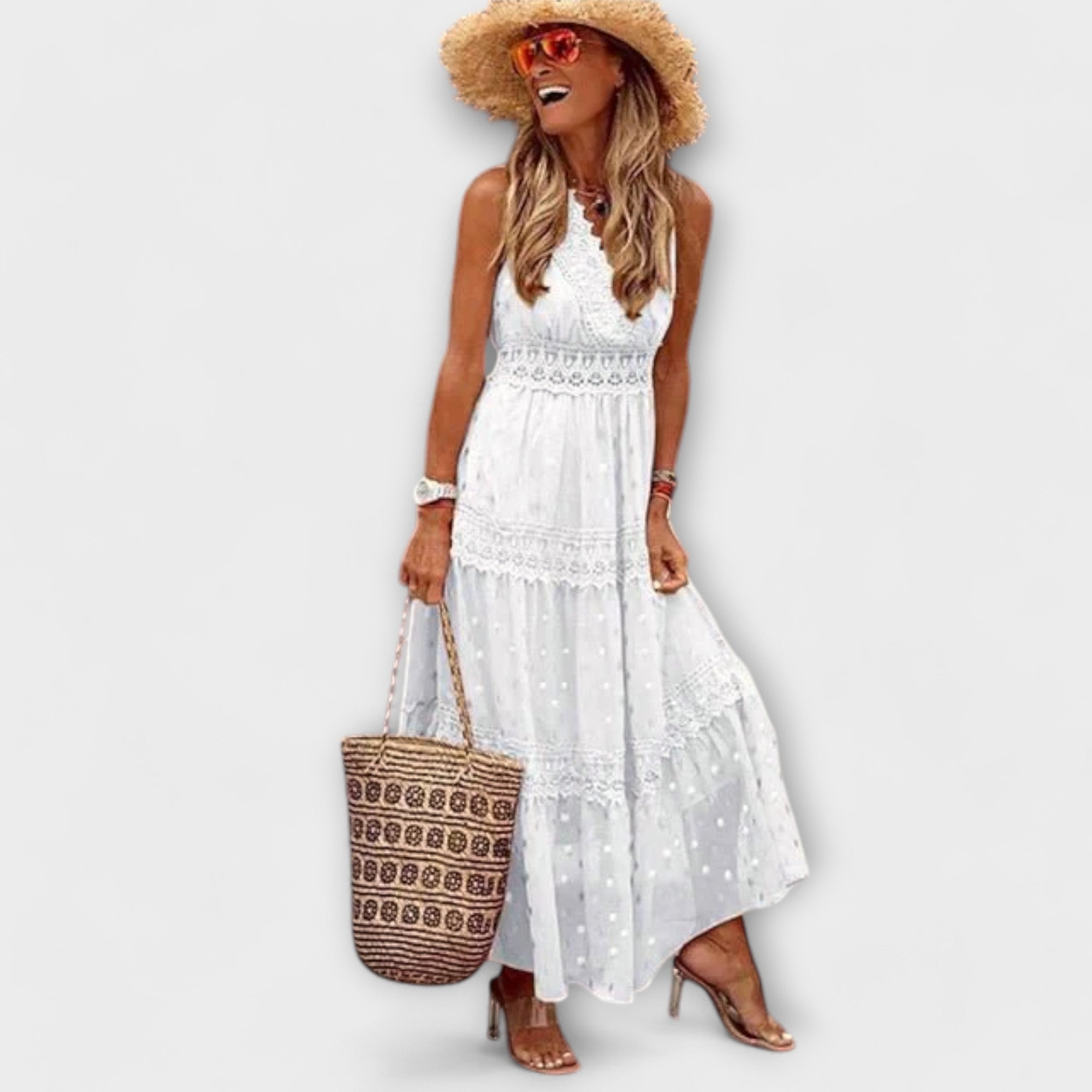 Lola - Maxi obleka z boho čipko